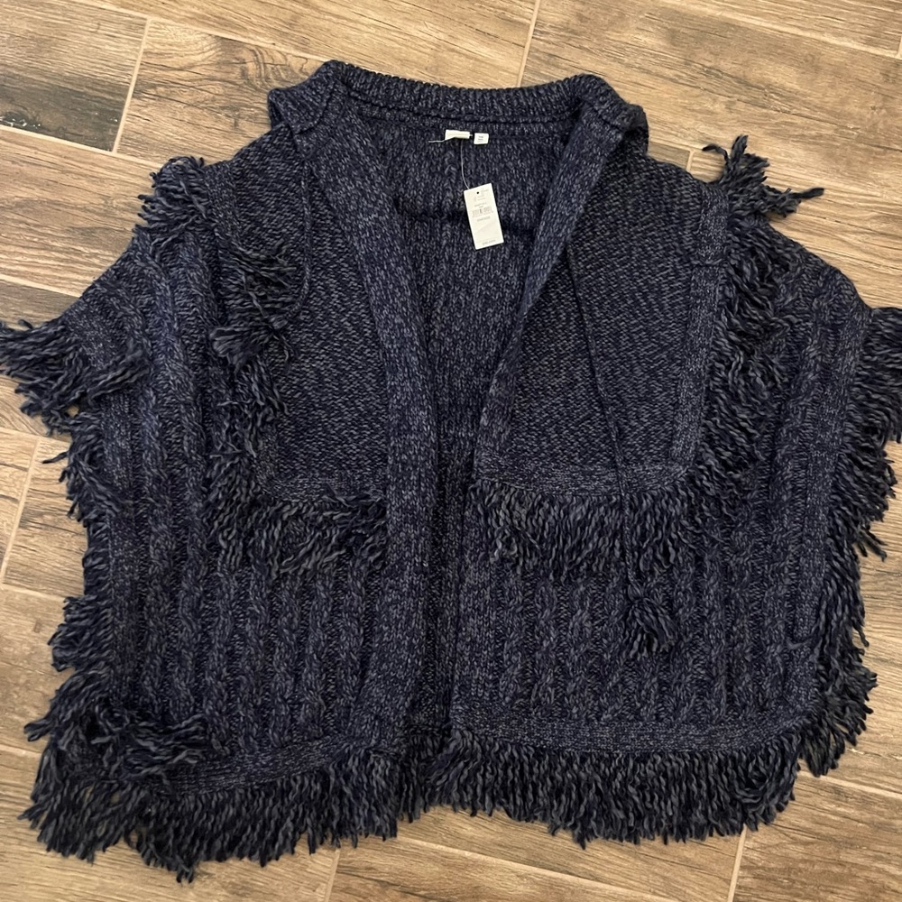 NWT GAP NAVY BLUE SHAW PONCHO STYLE BOHEMIAN